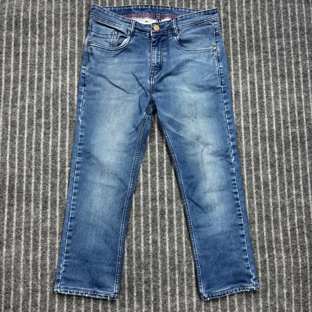 Cobb Italy Mens Straight Fit Jeans Size 34 Blue Medium Wash Denim Casual Classic